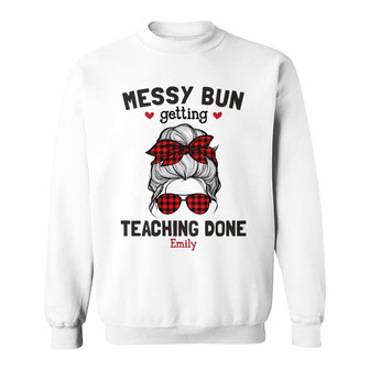 Personalized Teacher Messy Bun Sweatshirt - Thegiftio UK
