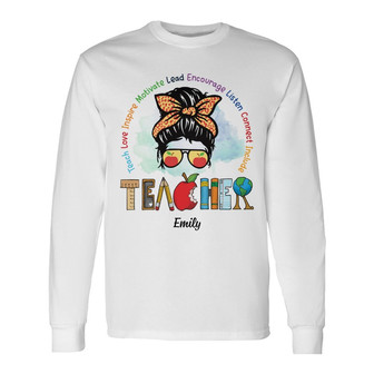 Personalized Teacher Teach Love Inspire Long Sleeve Shirt - Thegiftio UK
