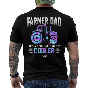 Personalized Tractor Farmer Dad Cooler Back Print T-Shirt - Thegiftio UK