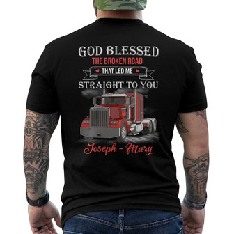 Personalized Truck Couple God Blessed Back Print T-Shirt TID - Thegiftio UK