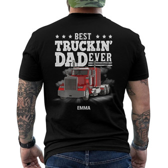 Personalized Trucker Dad Back Print T-Shirt - Thegiftio UK