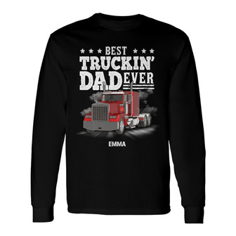 Personalized Trucker Dad Long Sleeve Shirt - Thegiftio UK