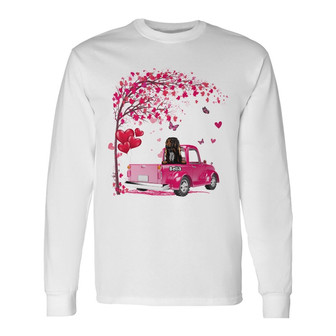 Personalized Valentine Truck Dog Long Sleeve Shirt - Thegiftio UK