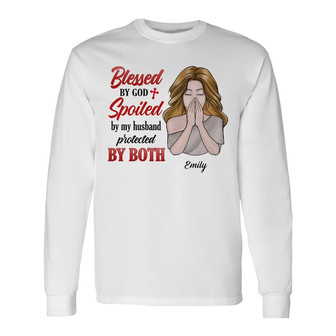 Personalized Wife Blessed By God Couple Long Sleeve Shirt - Thegiftio UK