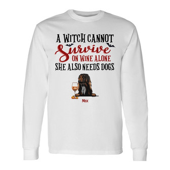 Personalized Witch Dog Fall Halloween Long Sleeve Shirt - Thegiftio UK