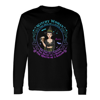 Personalized Witch Fall Halloween Long Sleeve Shirt - Thegiftio UK