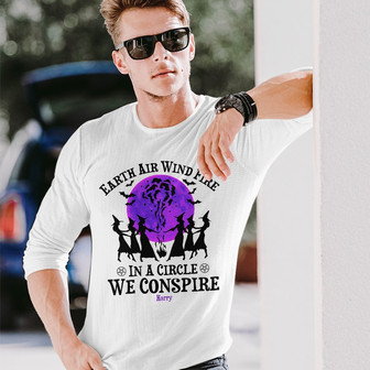 Personalized Witch Fall Halloween Long Sleeve Shirt - Thegiftio UK