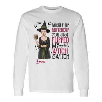 Personalized Witch Fall Halloween Long Sleeve Shirt - Thegiftio UK