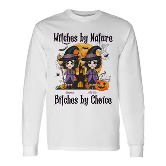 Personalized Witch Fall Halloween Long Sleeve Shirt - Thegiftio UK