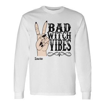 Personalized Witch Fall Halloween Long Sleeve Shirt - Thegiftio UK