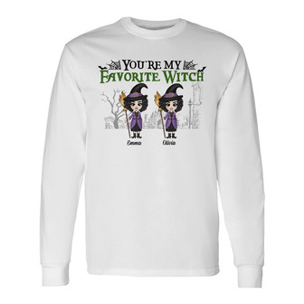Personalized Witches Friends Fall Halloween Long Sleeve Shirt - Thegiftio UK