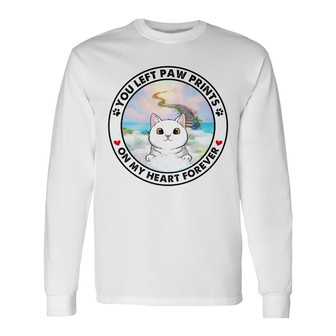 Personalized You Left Paw Prints on My Heart Cat Memorial Long Sleeve Shirt - Thegiftio UK