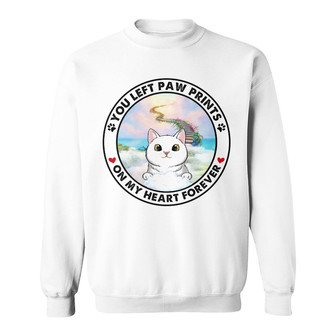 Personalized You Left Paw Prints on My Heart Cat Memorial Sweatshirt - Thegiftio UK