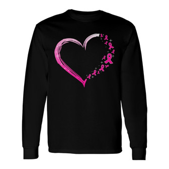 Pink Ribbon Heart Personalized Long Sleeve Shirt - Gift for Her - Thegiftio UK