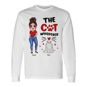Posing Doll Woman The Cat Whisperer Custom Long Sleeve Shirt - Thegiftio UK