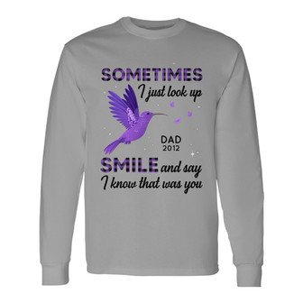 Purple Hummingbird Sometimes I Just Look Up Custom Long Sleeve Shirt - Thegiftio UK