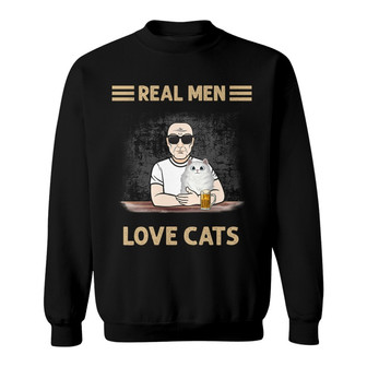 Real Men Love Cat Fluffy Cat Old Man Custom Sweatshirt - Gift - Thegiftio UK