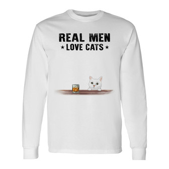 Real Men Love Cats Old Man Custom Long Sleeve Shirt - Cat Lovers Gift - Thegiftio UK
