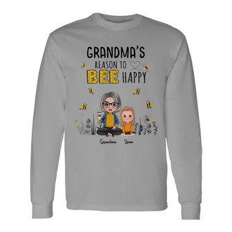 Reason To Bee Happy Personalized Long Sleeve Shirt - Gift for Grandma - Thegiftio UK