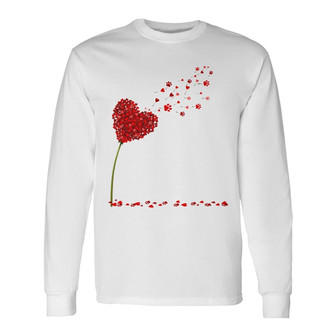 Red Heart Dandelion Cat Mom Custom Long Sleeve Shirt - Gift for Mom - Thegiftio UK