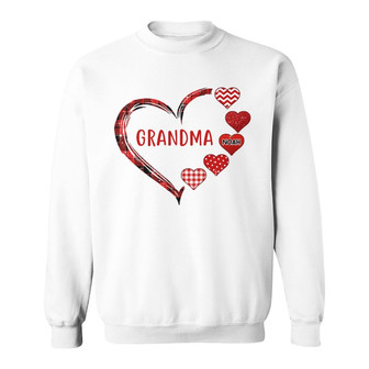 Red Patterned Heart Mom Grandma Custom Sweatshirt - For Mom - Thegiftio UK