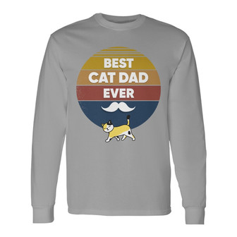 Retro Cat Dad Personalized Long Sleeve Shirt - Gift for Cat Dads - Thegiftio UK