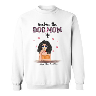 Rockin' Dog Mom Life Pink Patterned Custom Sweatshirt - Thegiftio UK