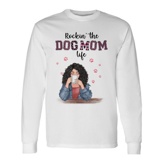 Rockin The Dog Mom Life Red Patterned Custom Long Sleeve Shirt - Gift - Thegiftio UK