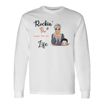 Rockin' The Mom Grandma Life Custom Long Sleeve Shirt - Grandma Gift - Thegiftio UK