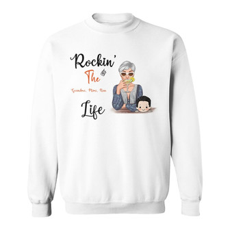 Rockin' The Mom Grandma Life Custom Sweatshirt - Grandma Gift - Thegiftio UK
