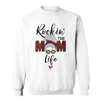 Rockin The Mom Life Messy Bun Custom Sweatshirt - Gift for Mom - Thegiftio UK