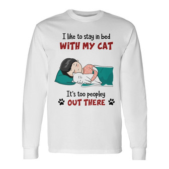 Stay In Bed Chibi Cats Custom Long Sleeve Shirt - Gift for Cat Lovers - Thegiftio UK