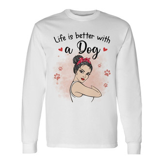 Strong Woman Dog Mom Personalized Long Sleeve Shirt - Gift for Mom - Thegiftio UK