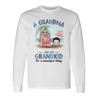 Summer Grandma And Grandkids Custom Long Sleeve Shirt - Grandma Gift - Thegiftio UK