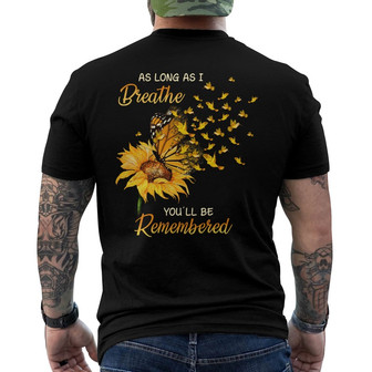 Sunflower Butterfly Angel Memorial Custom Back Print T-Shirt - Thegiftio UK