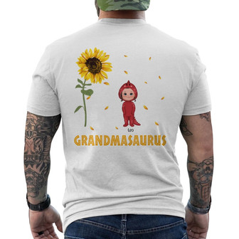 Sunflower Dinosaur Kids Personalized Back Print T-Shirt - Gift for Kids - Thegiftio UK