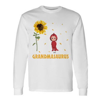 Sunflower Dinosaur Kids Personalized Long Sleeve Shirt - Gift for Kids - Thegiftio UK