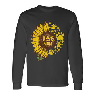 Sunflower Dog Mom Personalized Long Sleeve Shirt - Gift for Dog Mom - Thegiftio UK