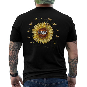 Sunflower Grandma Grandkids Names Custom Back Print T-Shirt - Gift - Thegiftio UK