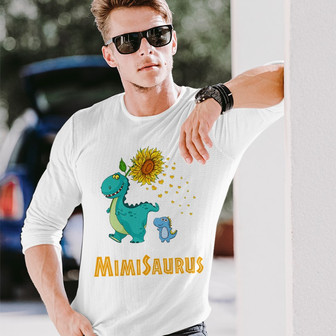 Sunflower Grandmasaurus Custom Long Sleeve Shirt - Gift for Grandma - Thegiftio UK