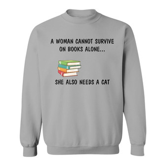 Survive On Books And Cats Custom Sweatshirt - Cat Lovers Gift - Thegiftio UK