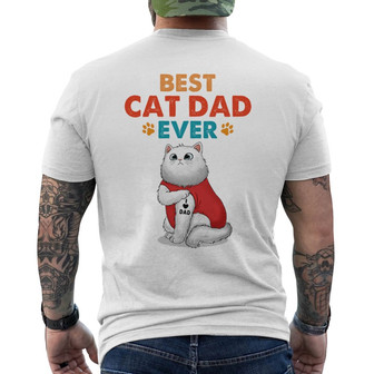 Tattoo Fluffy Cats Best Cat Dad Custom Back Print T-Shirt - Thegiftio UK