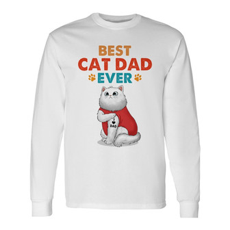 Tattoo Fluffy Cats Best Cat Dad Custom Long Sleeve Shirt - Thegiftio UK