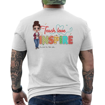 Teach Love Inspire Heart Pattern Custom Back Print T-Shirt - Thegiftio UK