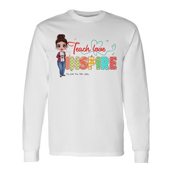Teach Love Inspire Heart Pattern Custom Long Sleeve Shirt - Thegiftio UK