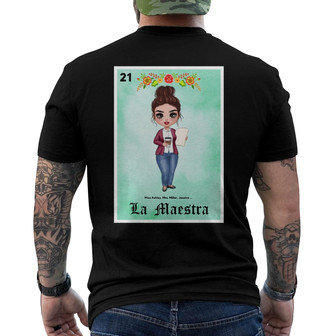 Teacher Maestra Loteria Card Custom Back Print T-Shirt - Teacher Gift - Thegiftio UK