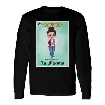 Teacher Maestra Loteria Card Custom Long Sleeve Shirt - Teacher Gift - Thegiftio UK