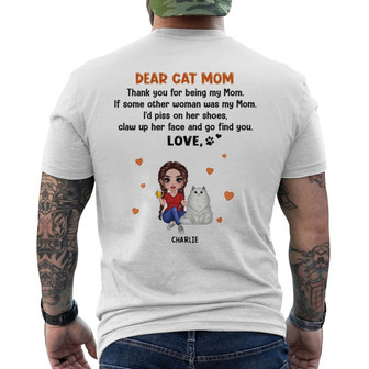 Thank You For Being Cat Mom Custom Back Print T-Shirt - Cat Lovers Gift - Thegiftio UK