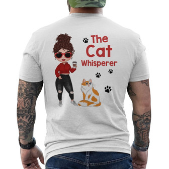 The Cat Whisperer Doll Girl Custom Back Print T-Shirt - Cat Lovers Gift - Thegiftio UK