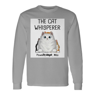 The Cat Whisperer Fluffy Cats Custom Long Sleeve Shirt - Gift for Cats - Thegiftio UK